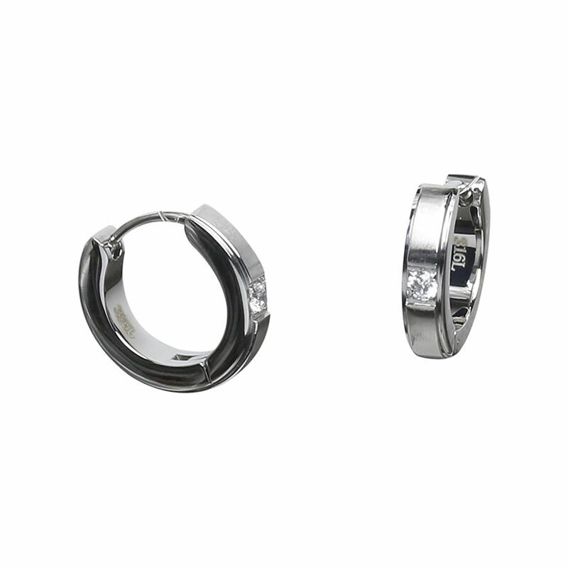 [Negozietto] ネゴツィエット ピアス W1S15-MQ102WG 低金属アレルギー ステンレス 316L フープ 中折れ 3mm CZ付 3mm×13.5mm ホワイトゴールド