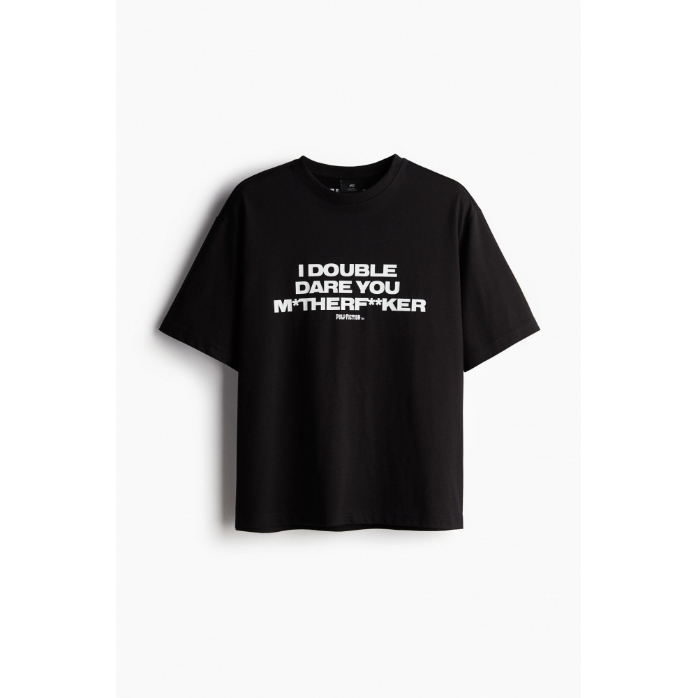H&M ルーズフィットプリント T シャツブラック/パルプフィクション
