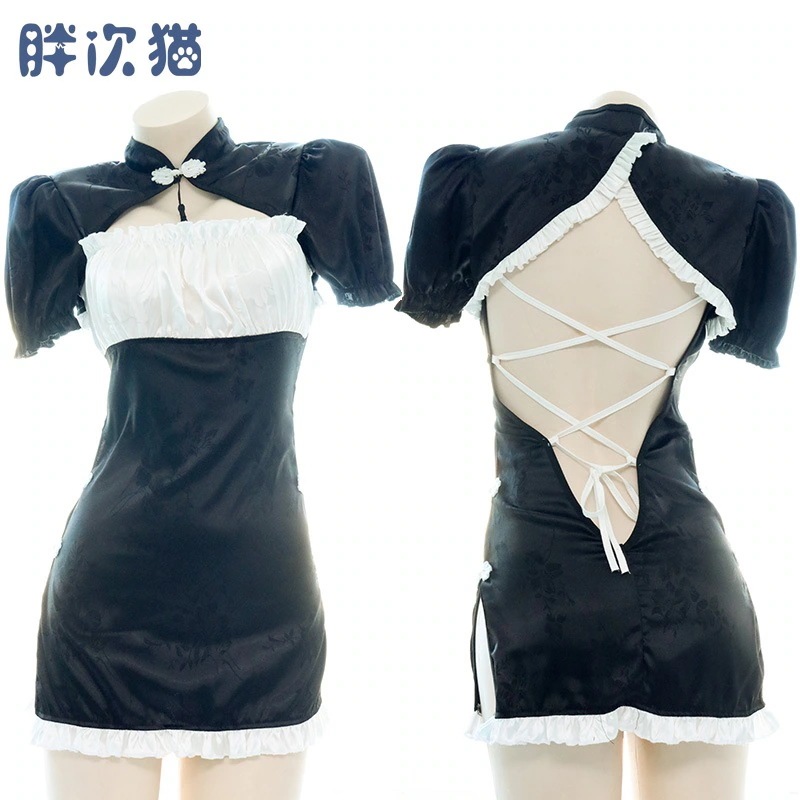 チャイナドレス メイドスーツ 中空バックレスストラップネグリジェ ホーム服期間限定30%