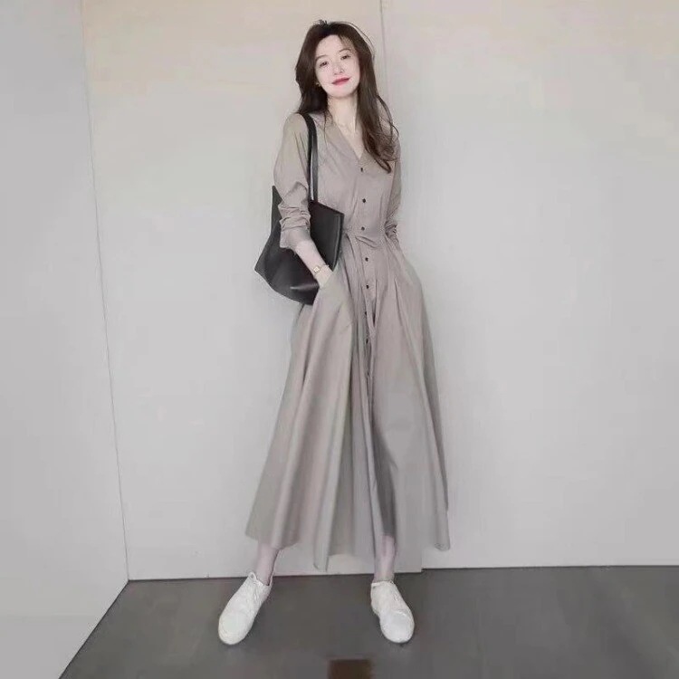 フランス ロングスカート ヴィンテージ 気質 ブラウス ワンピース Tシャツワンピース30%までに制限