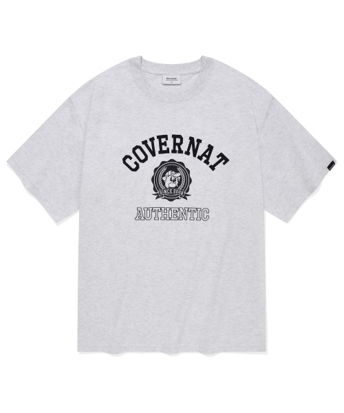 COVERNAT ボーダーコリーエンブレム T シャツヘザーグレー