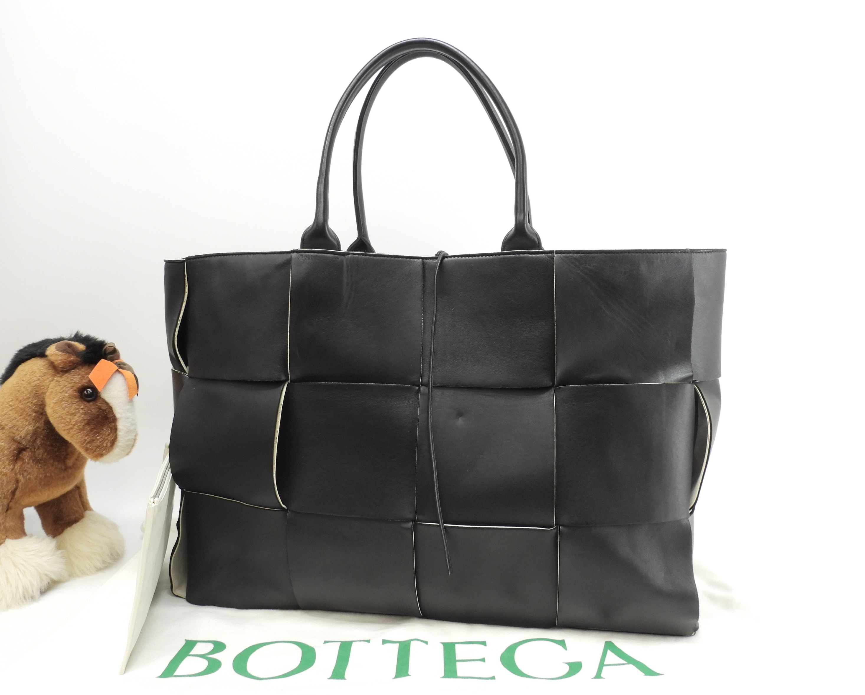 トートバッグ大 ラージアルコ レザー黒白 ショルダーバッグ大@B08470724Q