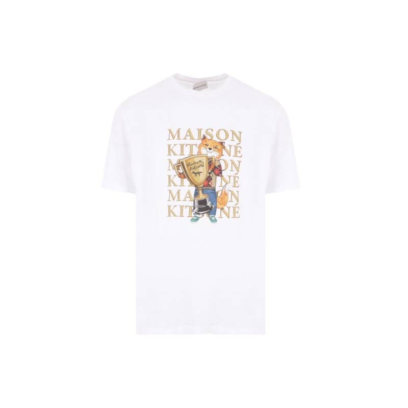 [ロロモダ] メゾンキツネ プリント ラウンドネック メンズ半袖Tシャツ / LM00123KJ0008-P100
