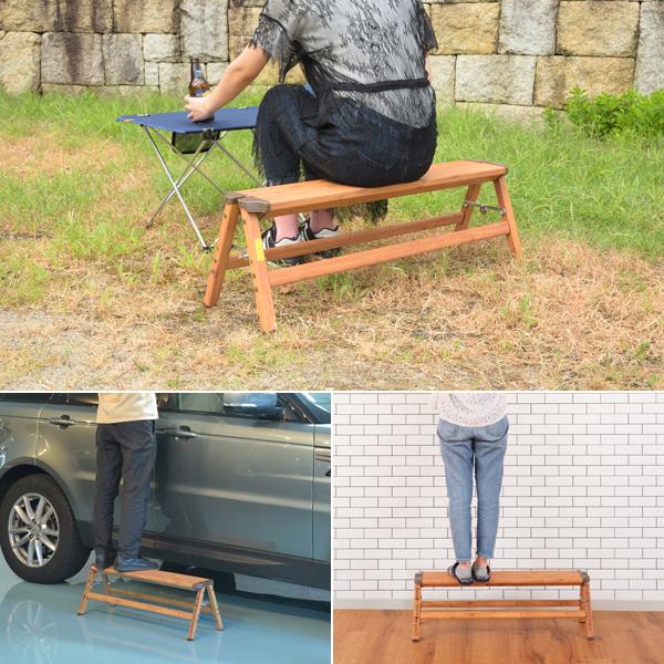 スツール ベンチ 脚立 ワイドサイズ ロング 幅広 長い 木目柄 おしゃれ 洗車 軽量 軽い アウトドア キャンプ ステップ台 椅子 屋内 屋外