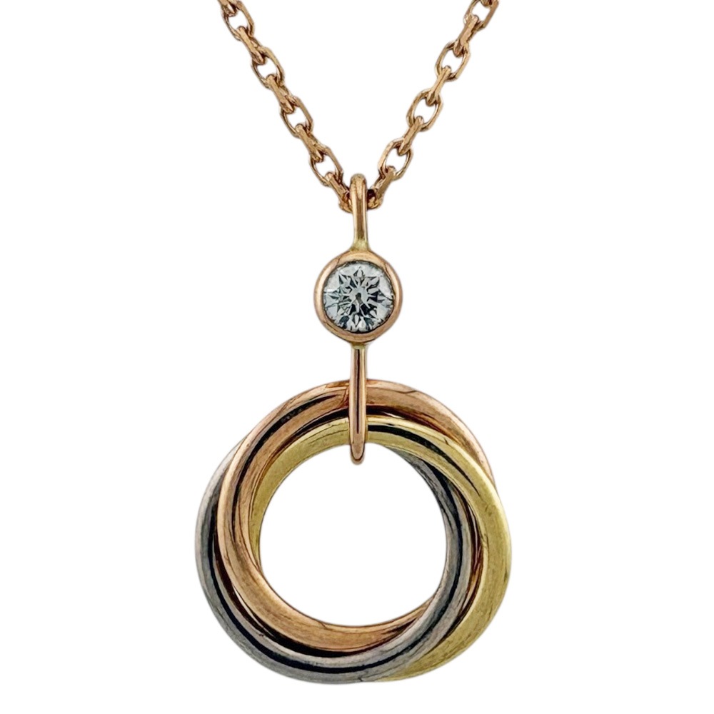 カルティエ トリニティ ネックレス 18金 K18ピンクゴールド ダイヤモンド CARTIER 中古 美品