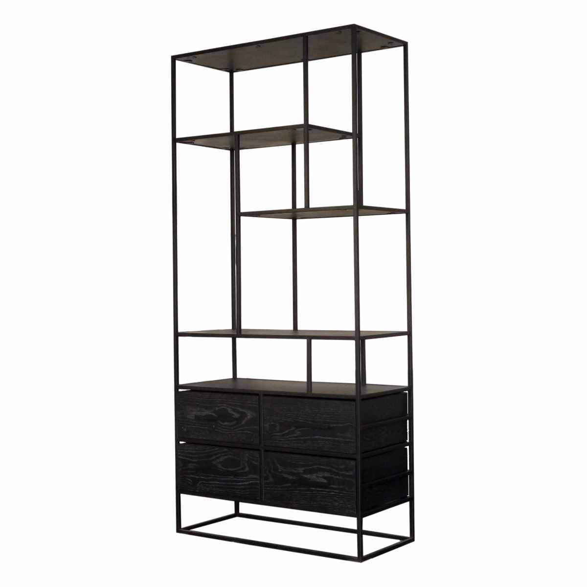 ディスプレイラック オープンシェルフ ARNO 幅90cm ラック シェルフ 収納 棚 本棚 家具 完成品 アルノ 飾り棚 ディスプレイ スチール ブラック オーク 引き出し 開梱設置 72,600円