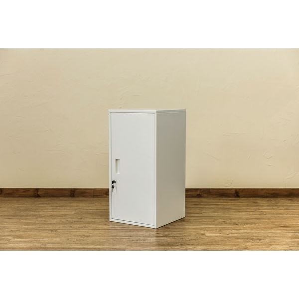ハイタイプ 鍵付きロッカー/収納ラック ホワイト 幅38cm スチール カギ2個 棚板 転倒防止器具付き 連結可 キューブBOX