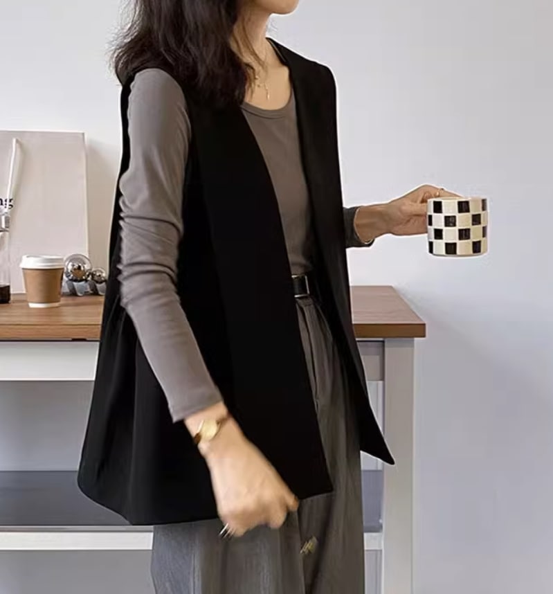 トップス デート モテアイテム ベスト テーラード ミディアム丈 無地 コットン 大人可愛い きれいめ 上品 おしゃれ かっこいい 大人可愛い ラブリー キュート ガーリー クール モード系 セクシー