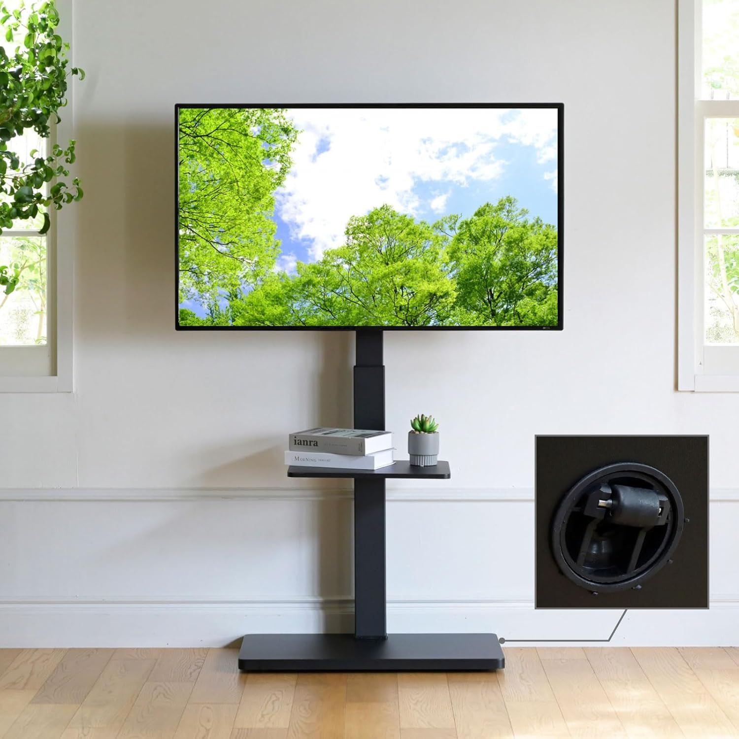 テレビスタンド 壁寄せテレビスタンド 棚付き キャスター付き 32~65型対応 角度調節 テレビ台 幅66×奥行40×高さ126-147cm 組立品 ブラック LTS-T65C(BK)*