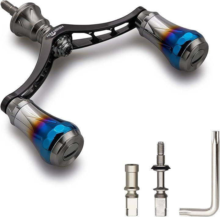 V3.0 80/98mm リール ハンドル 航空アルミ製 シマノ ダイワ 通用 スピニングリール Arch 496(ガンメタル(ノブ)＆ブラック(ハンドル), V4.0 - 80mm)