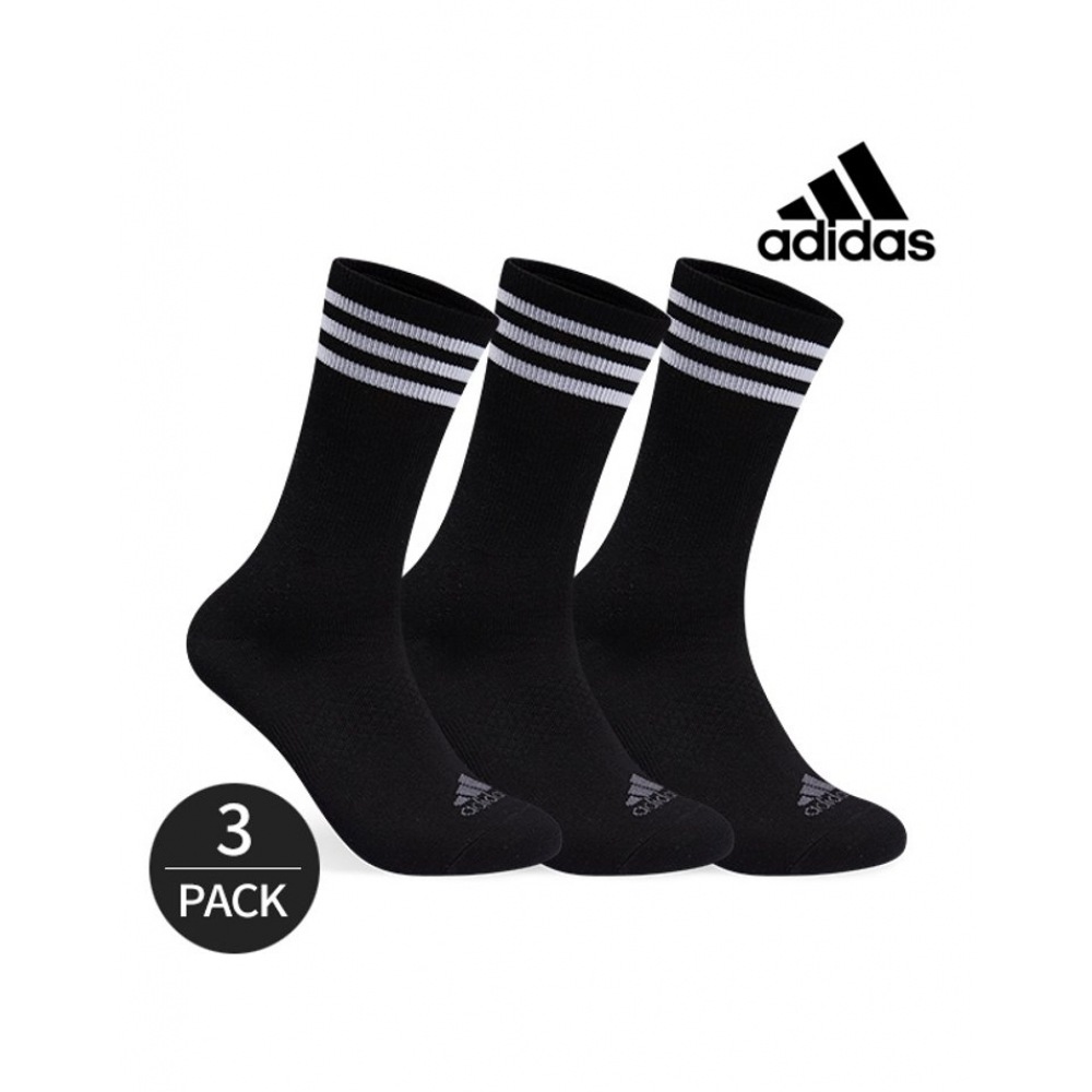 アディダスゴルフメンズパフォーマンスフロントロゴクルーソックス 3P_BK