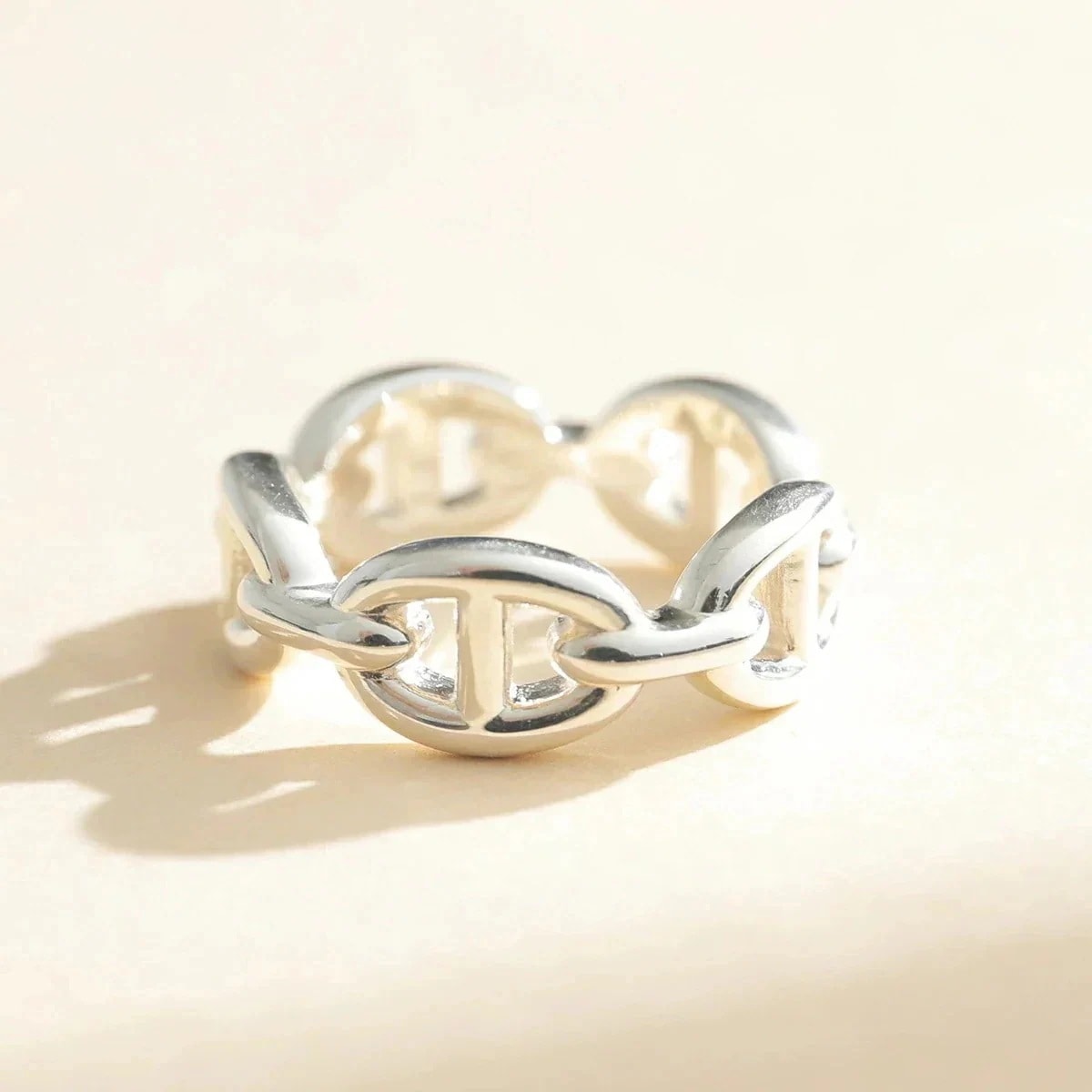 HERMES エルメス リング アンシェネ PM Enchainee Ring シェーヌダンクル H109507B レディース アンカー チェーン 指輪 sil