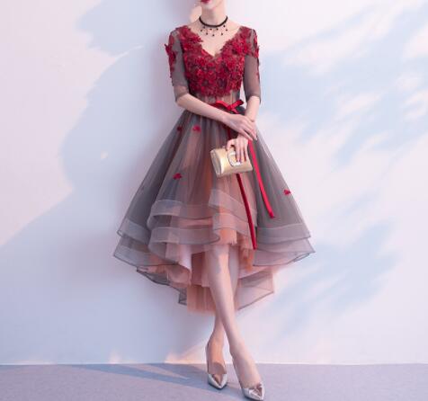 パーティードレス　袖あり　着瘦せ　不規則　花嫁　ドレス　二次会　結婚式　写真撮影　大きいサイズ 5,752円