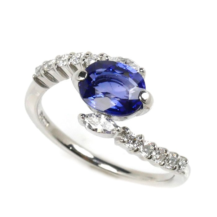 Pt900プラチナ リング・指輪 サファイア1.36ct ダイヤモンド0.36ct 13号 4.5g レディース 中古 美品