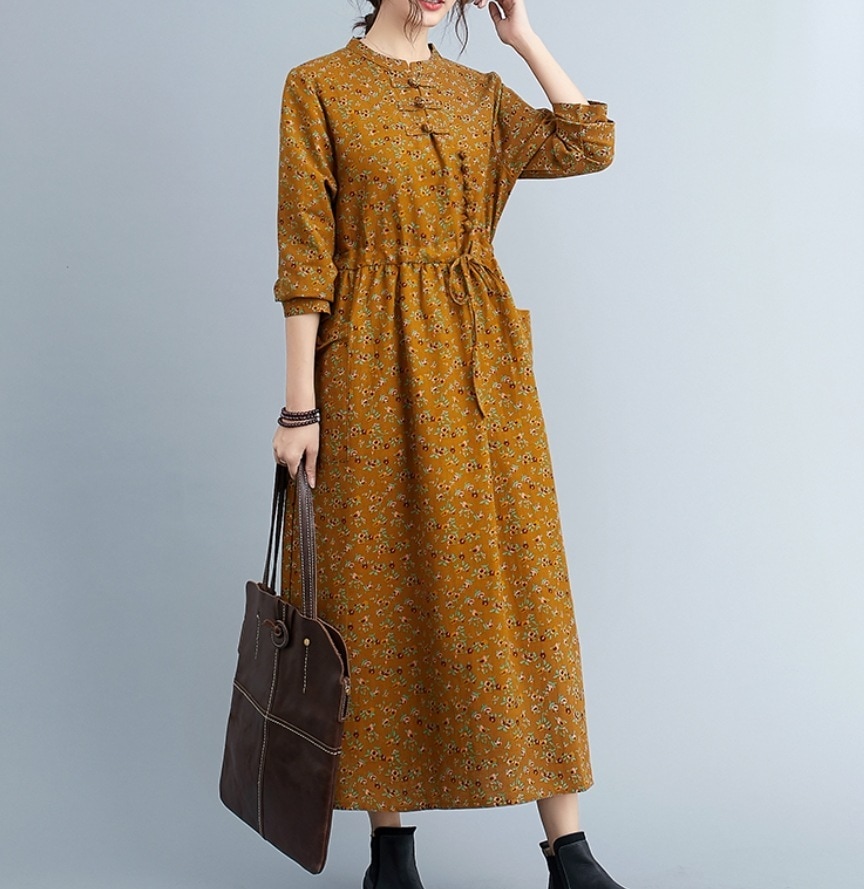 ワンピース デート モテアイテム フレアワンピース ロング丈 長袖 ウエストマーク 可愛い きれいめ 上品 おしゃれ かっこいい 可愛い ラブリー キュート ガーリー クール モード系