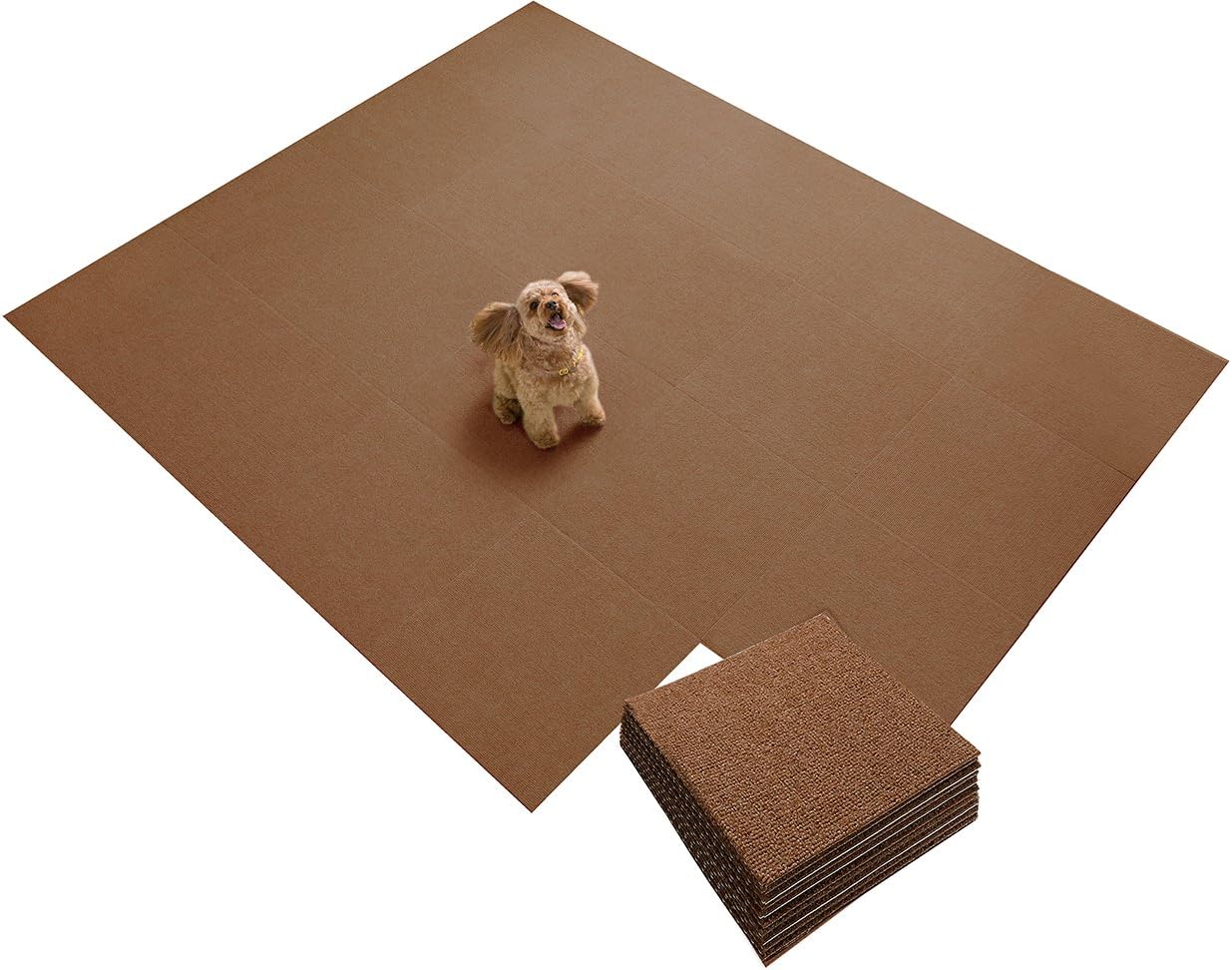 サンコー三つ葉(Sanko Mitsuba)【日本製 撥水 消臭 洗える】サンコー ずれない ジョイントマット ペット用 45×45cm ブラウン 30枚 カーペットタイプ おくだけ吸着 タイルマット