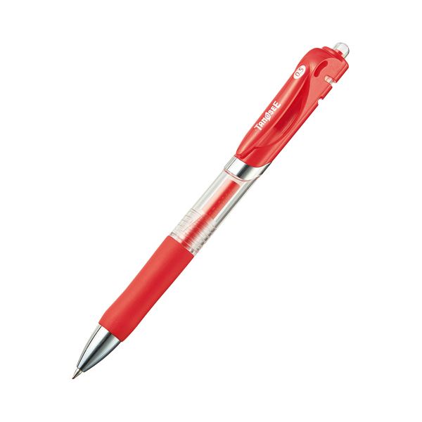 （まとめ）TANOSEE ノック式ゲルインクボールペン 0.5mm 赤 1セット（10本）[x10]