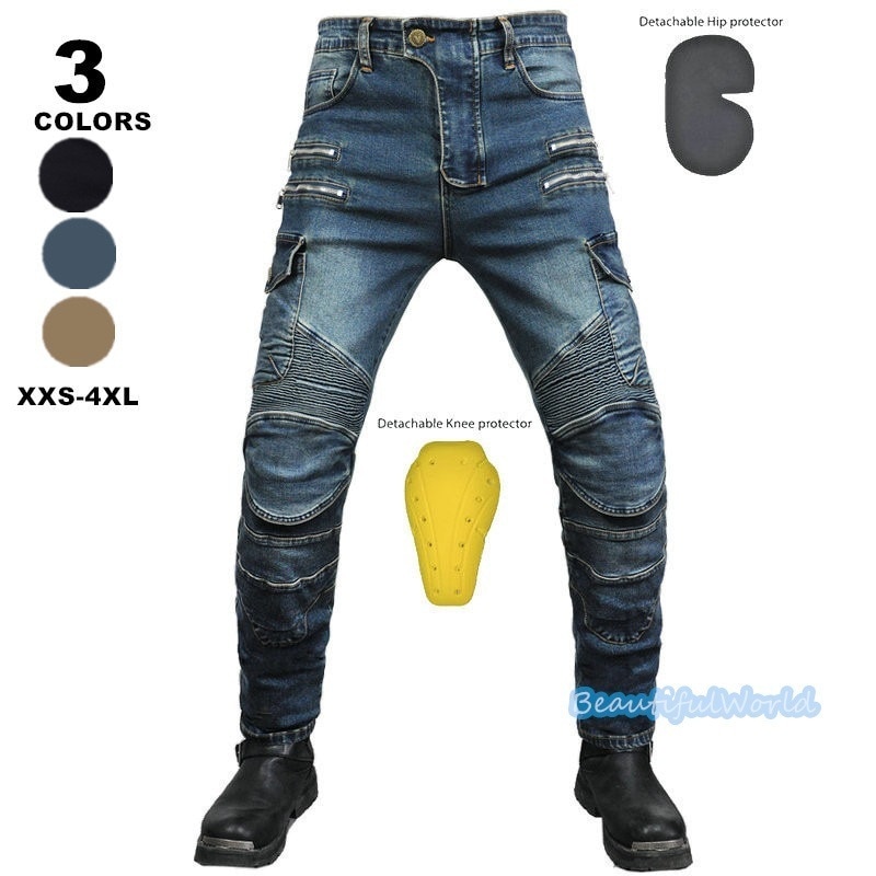 バイクパンツ メンズ ライダーパンツ バイクウェア オートバイ プロテクター付き ジーンズ デニム 転倒防護 膝当て 耐久 耐衝撃 膝パッド レーシングパンツ/24mtckz33
