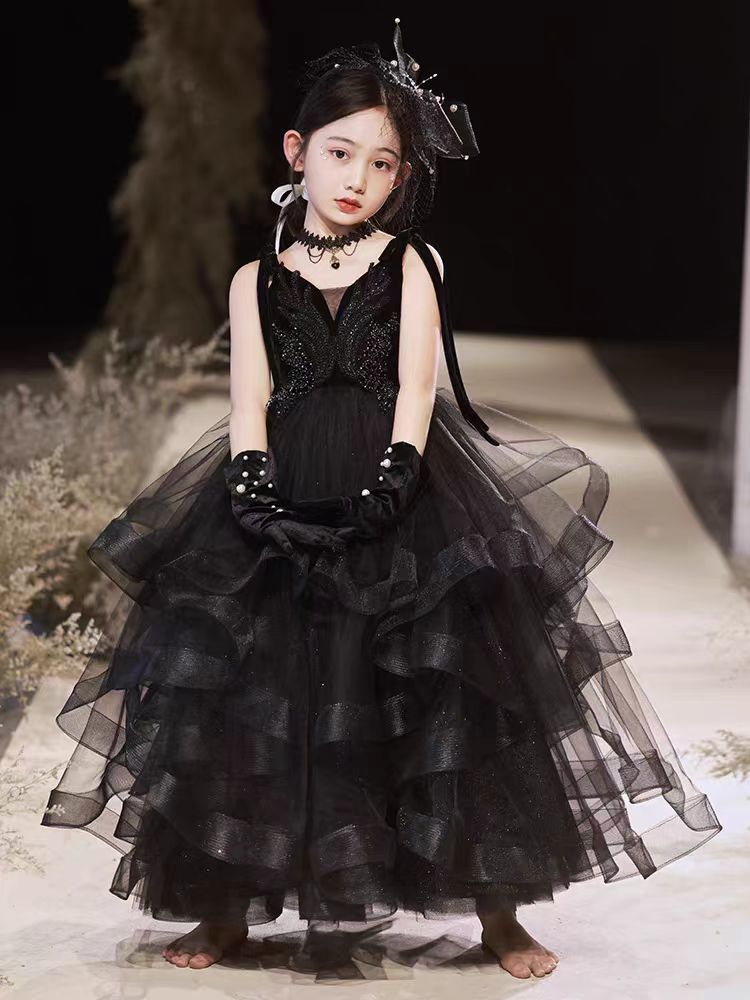2025夏ガールズプリンセスドレスチュチュスーパーブラック子供ドレス主催
