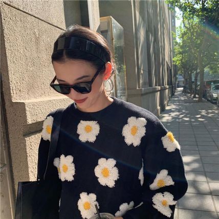 【送料無料】レディース花柄 2カラー ニット 花柄 フラワー セーター プルオーバー もこもこ