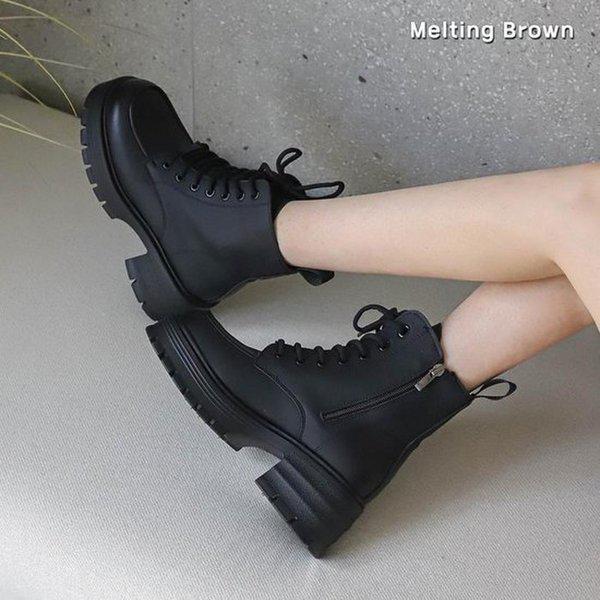 女性用チャンキーヒールブーツ背が高くなるワークブーツ A20