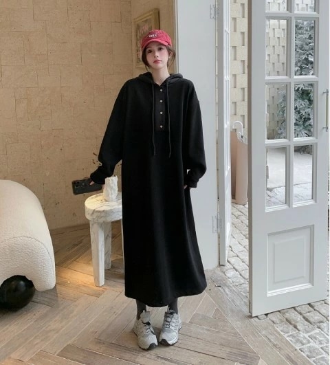 新品入荷 ロングワンピース 長袖 ゆったり シンプル カジュアル フード付き お出かけ レディース【大きいサイズ レディース 春夏 結婚式 きれいめ タイト フォーマル 大人 上品 チュニック one