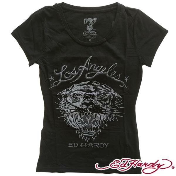セール エドハーディー レディース 半袖 Tシャツ 200種類の品揃え Ed Hardy LOS ANGELES TIGER タイガー ブラック エドハーディー 正規品 セレブ サファリ フ 9,240円