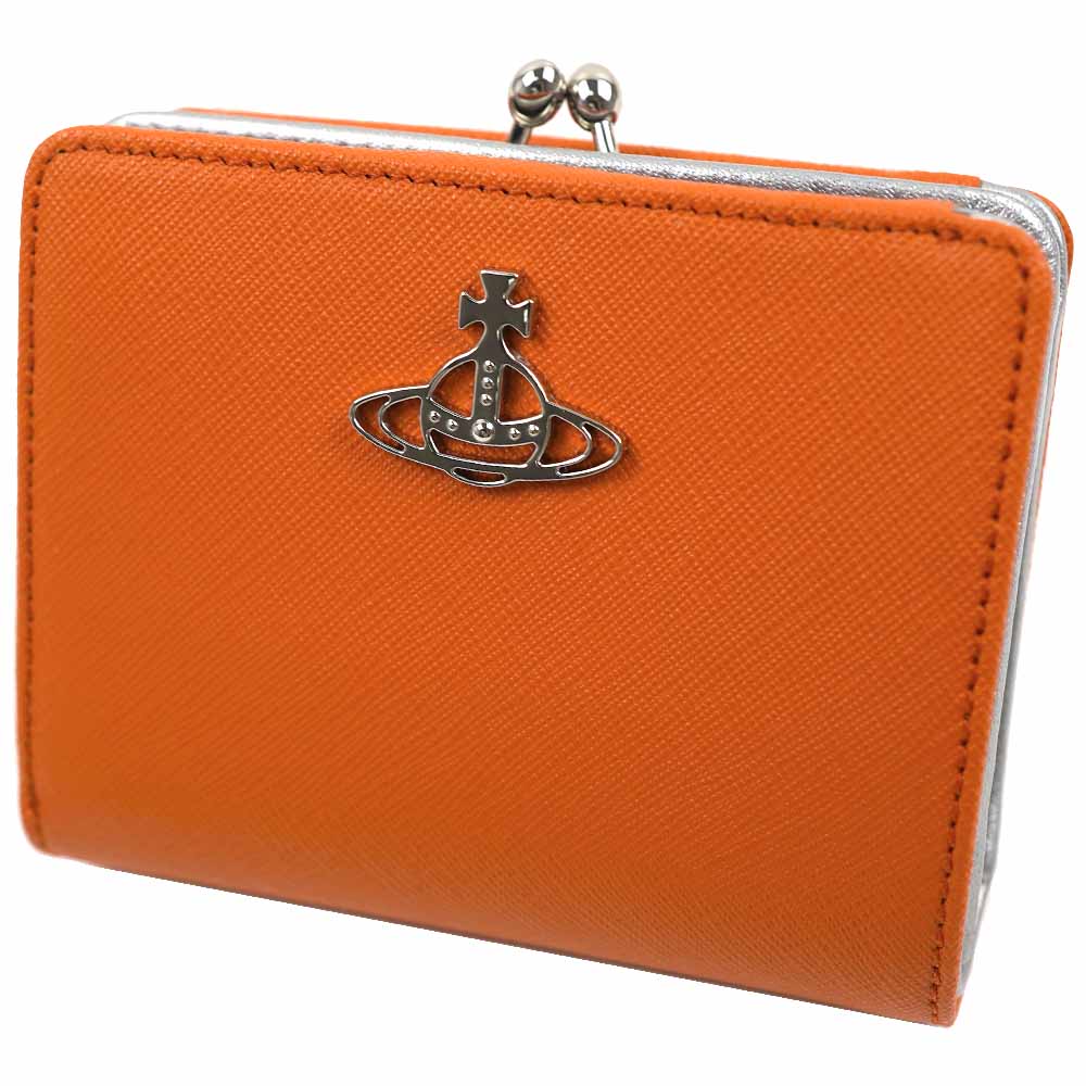 ヴィヴィアンウエストウッド 財布 Vivienne Westwood レディース 二つ折り財布 がま口 SAFFIANO ORANGE オレンジ 51010020-L001N-F401 5101002