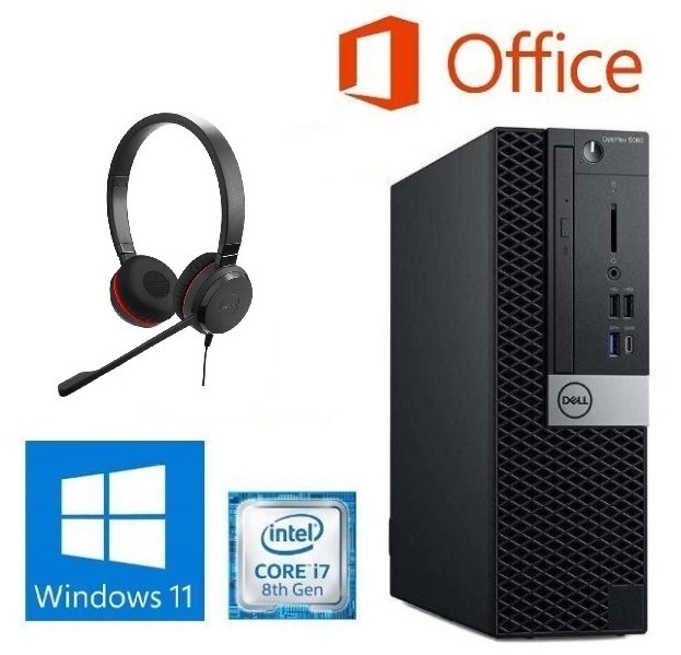 【サポート付き】DELL 5060 Windows11 SSD:2TB corei7-8700 メモリー:16GB Office 2019 ノイズキャンセリングヘッドセット