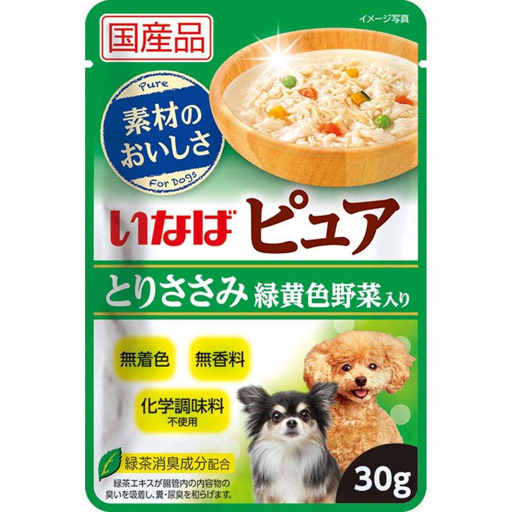 （まとめ買い）いなば ピュアパウチ とりささみ 緑黄色野菜入り 30g 犬用フード [x48]