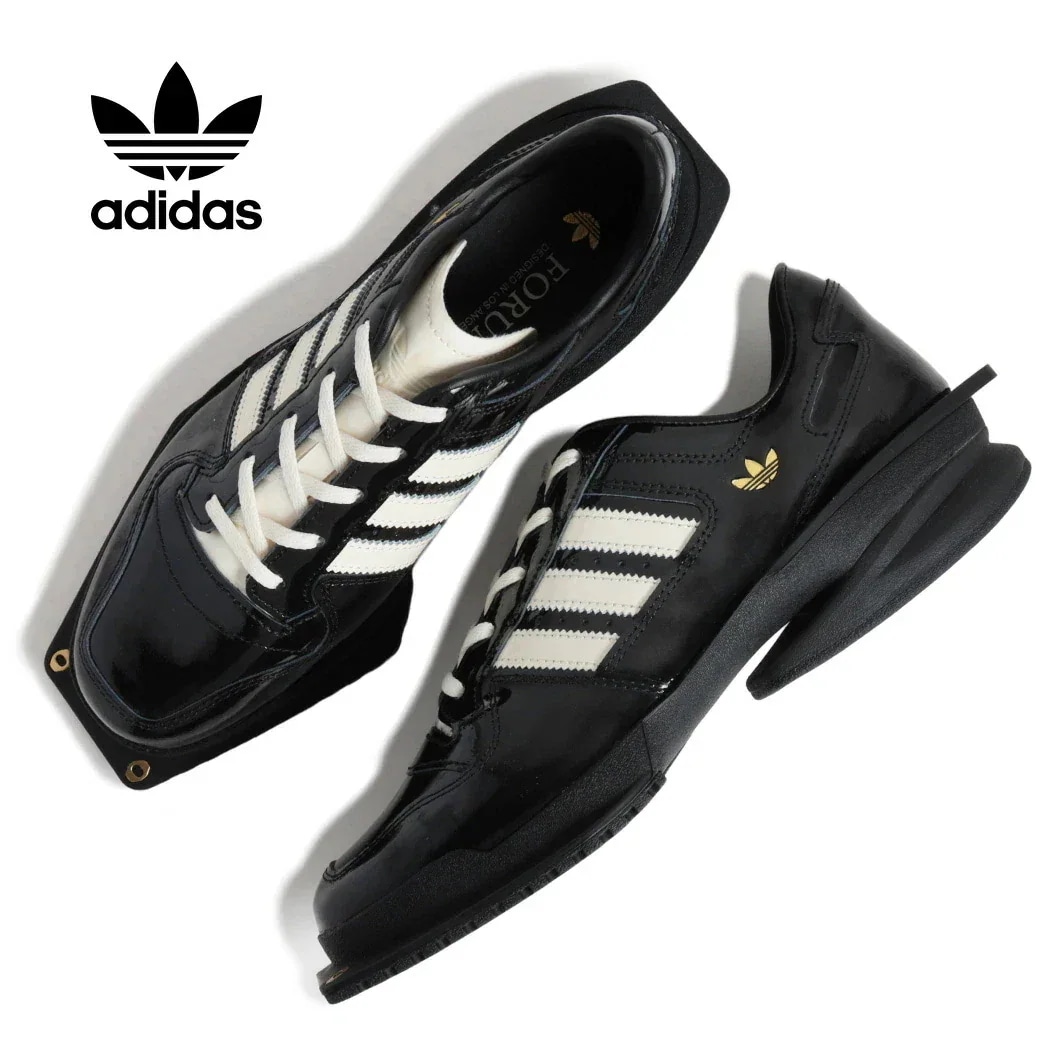 adidas アディダス FORUM CUBISM フォーラムキュビズム スニーカー CORE BLACK ( ブラック 黒 エナメル パテント レザースニーカー スクエアトゥ 革靴 KI8452 )