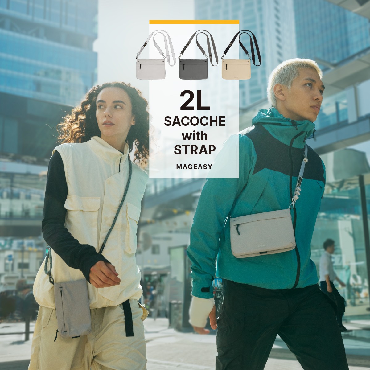 スマホ 対応 ショルダーバッグ サコッシュ ショルダー ストラップ 取り外し 可 ポシェット スマホポーチ 小物入れ ポーチ ミニバッグ 2L SACOCHE with STRAP