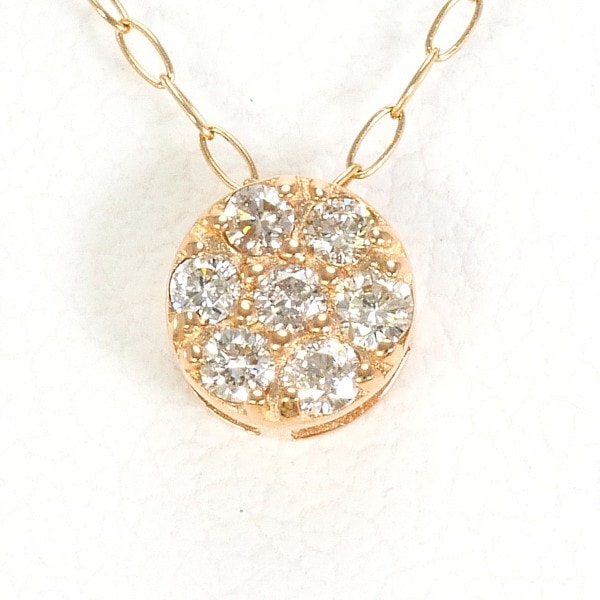 K10 10金 PG ピンクゴールド ネックレス ダイヤ 0.10 約39cm ジュエリー 中古