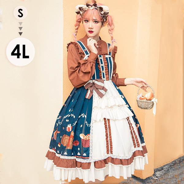 期間限定 ロリータワンピース 長袖 クラロリ 秋冬 膝丈 リボン レディース lolita ロリータ トップス 小柄 可愛い 着瘦せ ゴスロリ 小柄 可愛い 学生 通学 通勤 着瘦せ 女の子 長袖 袖