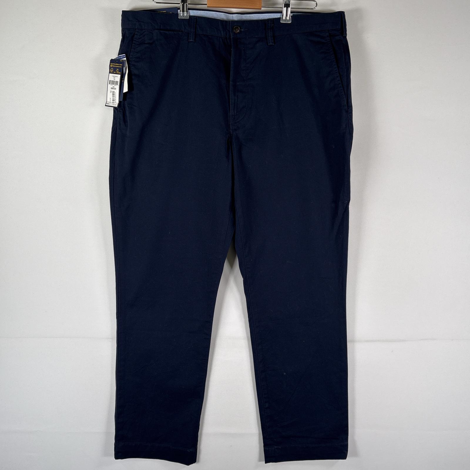 古着 チノパンツ デッドストック タグ付き 大きいサイズ ロゴ刺繍 長ズボン w38 L30 ネイビー メンズ