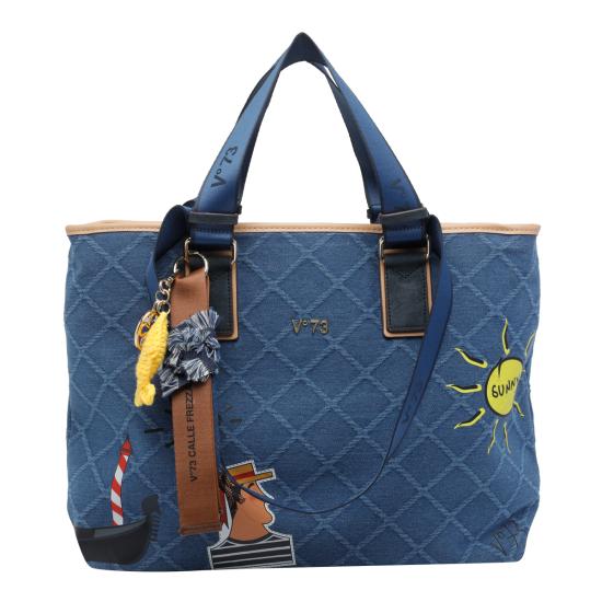 V73 Women Shoulder Bags 73BS9TZ01D DENIM NATURALE Blue