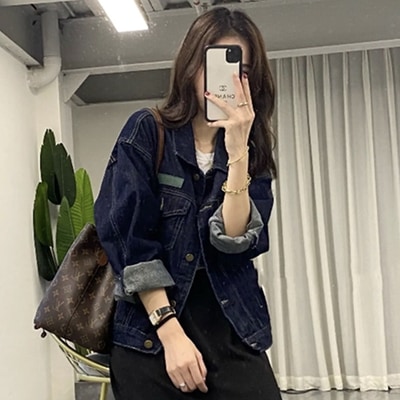 アウター ブルゾン ジャケット Gジャン 袖あり 長袖 Vネック 前開き デニム ブルーデニム 大人可愛い シンプル カジュアル 大人 上品 おしゃれ お洒落 かっこいい こなれ感 ラフ マニッシュ