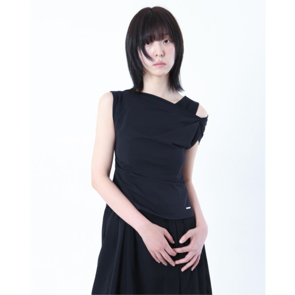 MISEKI SEOUL Slanted sleeveless top BLACK MSK252SL07BK