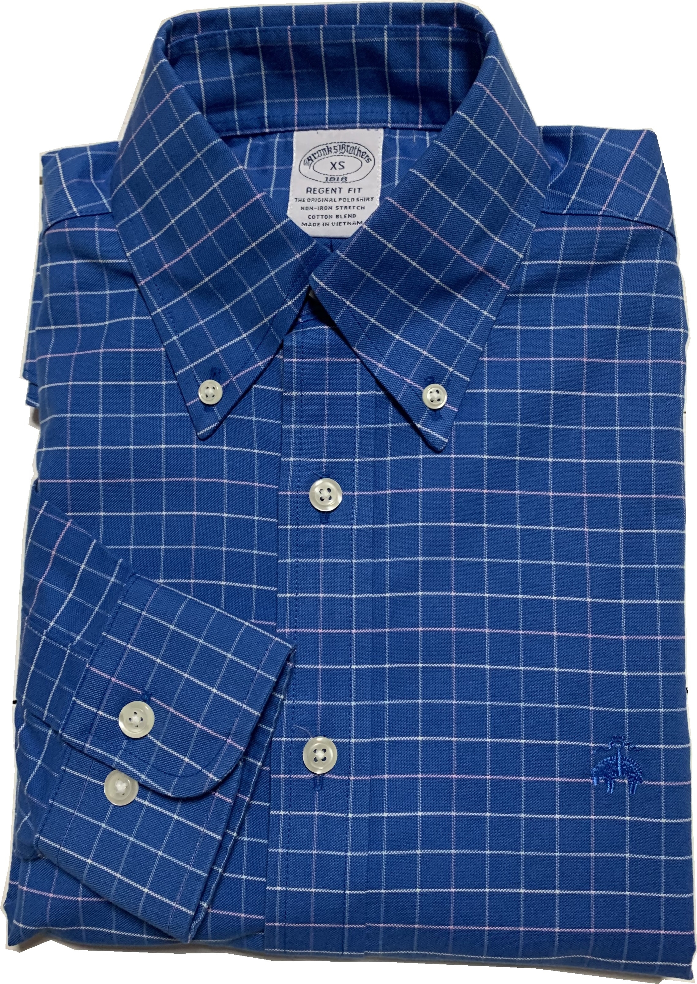 ブルックス・ブラザーズ長袖 ワンポイント ボタンダウンシャツ チェック ブルー メンズ Brooks Brothers BB2-028