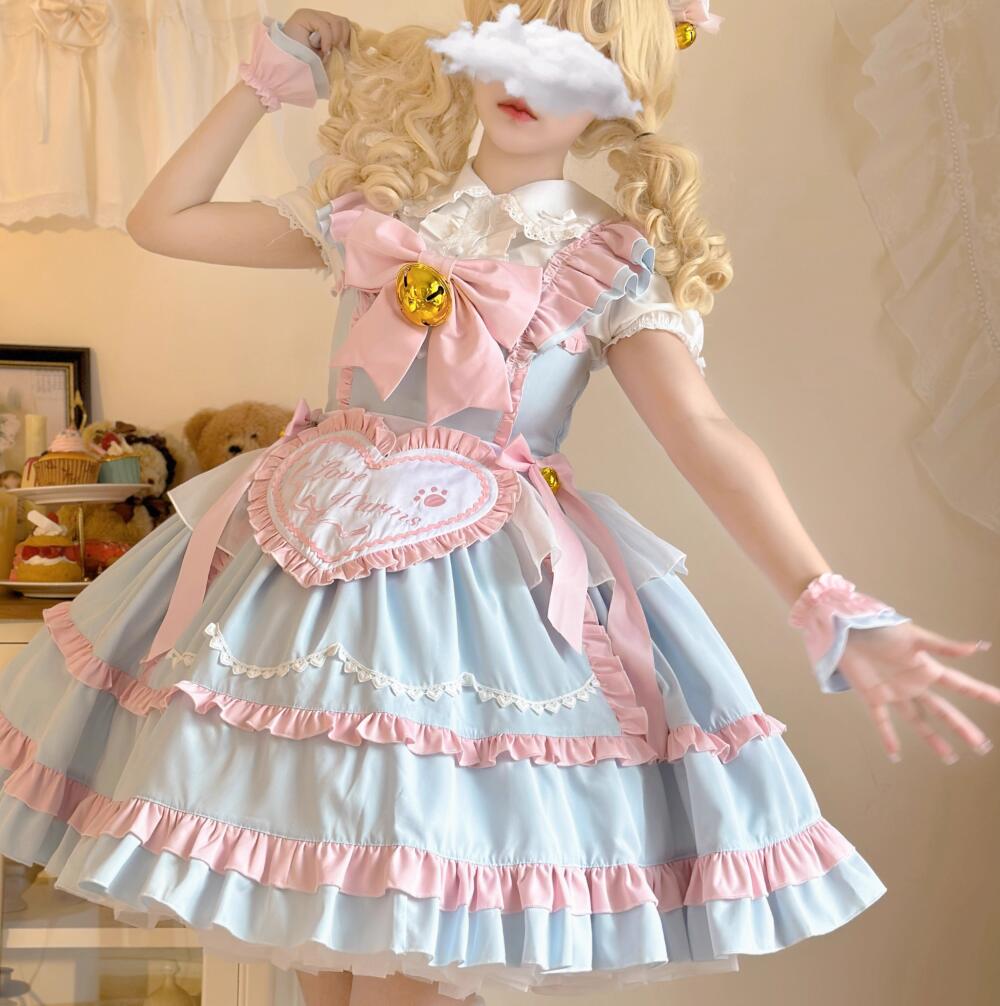 ジャンパースカート ロリータワンピース 可愛いロリータ服 プリンセスドレス 可愛いワンピース メイド服 パーティードレス フレアワンピース Lolita 大人コスチューム ゴスロリ ハロウィン コスプ