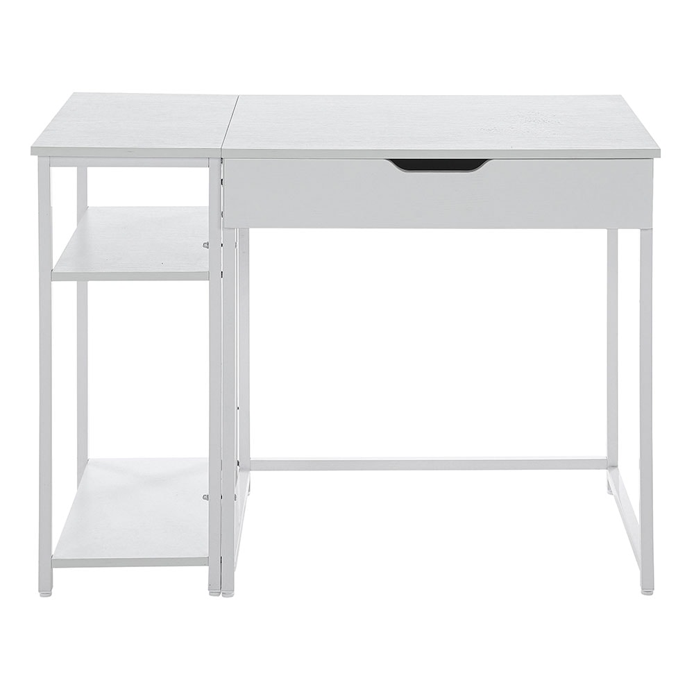 【人気商品】【ホワイト】パソコンデスク 一体分割両用 引き出し付き　収納ラック付き 木製 ミシン台 書斎机 学習机 勉強机書斎机 学習机 勉強机