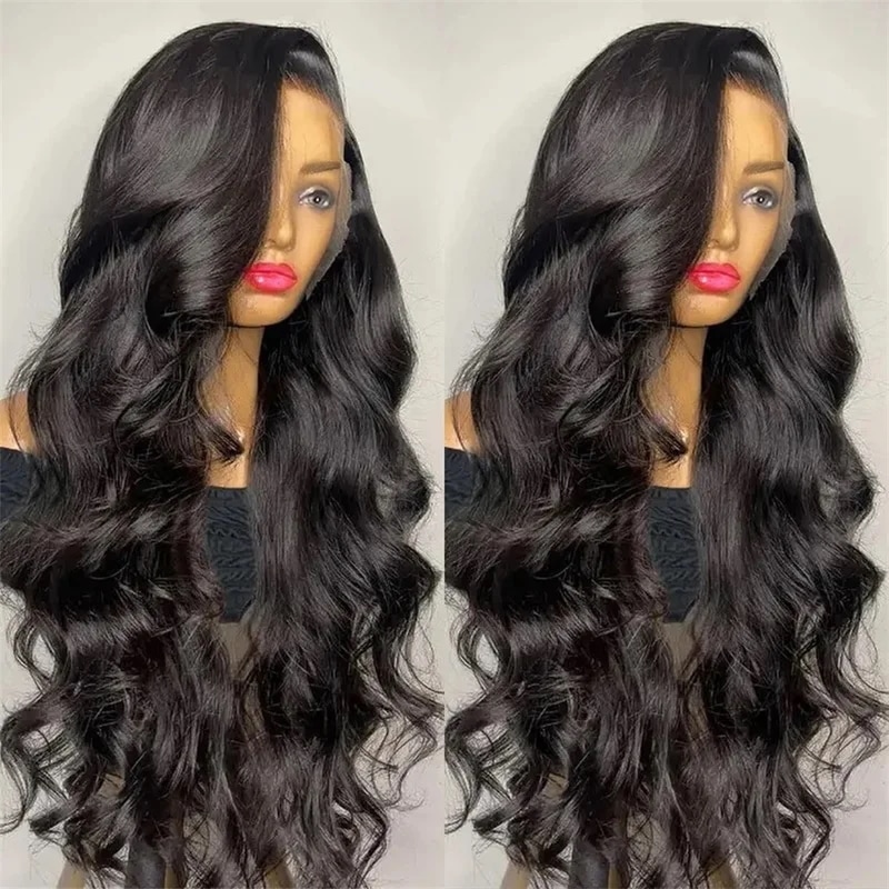 女性のための透明なレースのフロントウィッグ,人間の髪の毛,かつら,ルーズなウェーブ,360 hd,13x4, 32インチ,36インチ
