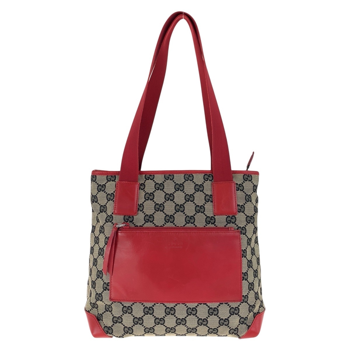 美品 レッド シルバー金具 GGキャンバス/レザー 019 0402 トートバッグ ショルダーバッグ レディース 502787