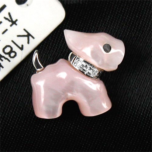K18WG ダイヤ ピンクシェルタイニーピン 天然石 パワーストーン アクセサリー
