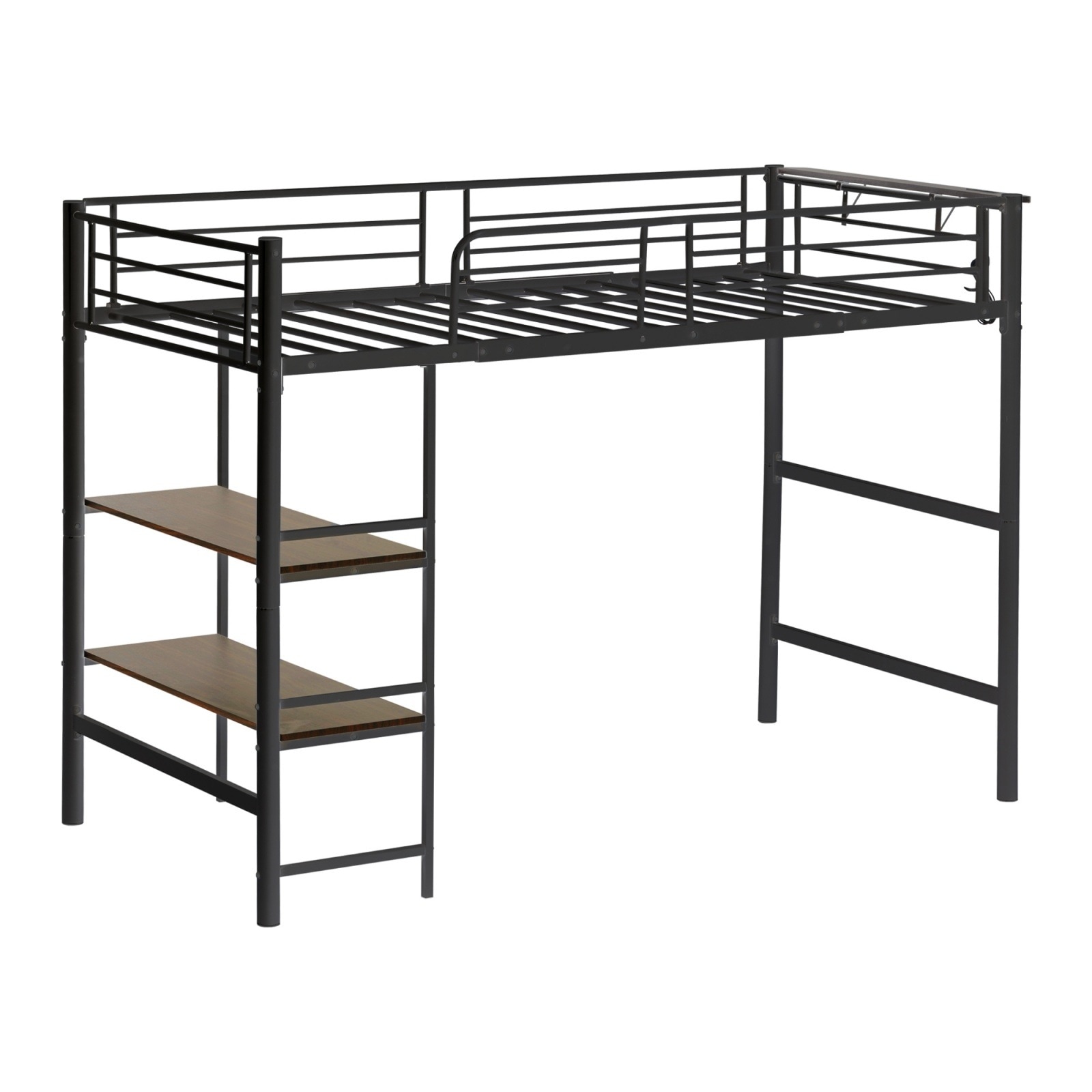 多機能宮棚 パイプベッド ロフトベッド 高さ130cm シングル 収納 スチール 収納棚 耐震 コンセント付きでベッド パイプ 収納付き 耐荷重150kg DJYC243