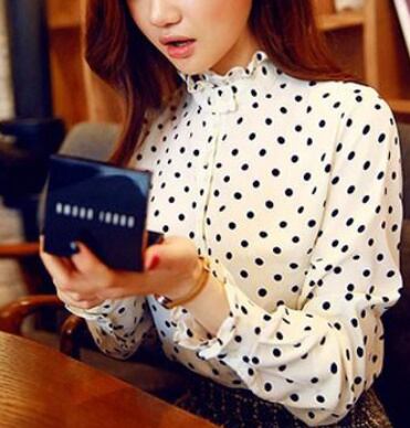 2パターン トップス シャツ ドット柄 ボリューム袖 リボン 袖 フェミニン シンプル 人気 おすすめ おしゃれ お洒落 激安 安い プチプラ スタンドカラー キレイめ 可愛い かわいい w