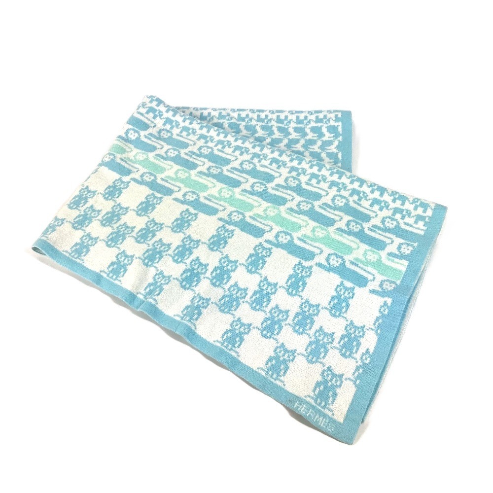 ブランケット アニマルロゴ BABY 赤ちゃん ベビー インテリア ひざかけ 毛布 コットン ブルー