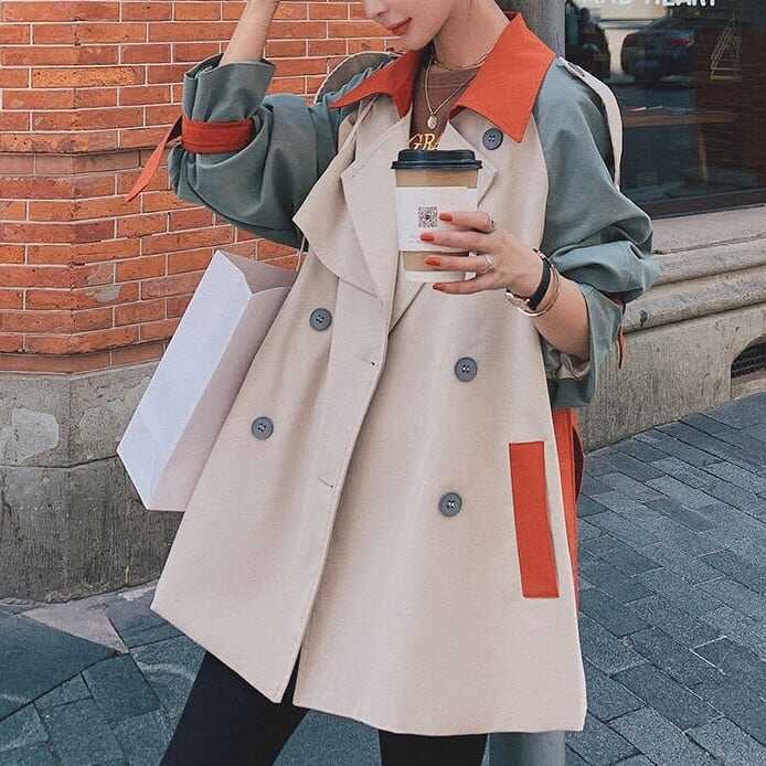 コート アウター ロング トレンチ ミディアム丈 ドロップショルダー 切り替え マルチカラ ベルトマニッシュ ミディアム丈 袖あり 長袖 ポケット付き アウター 羽織り 大人可愛い lout0034