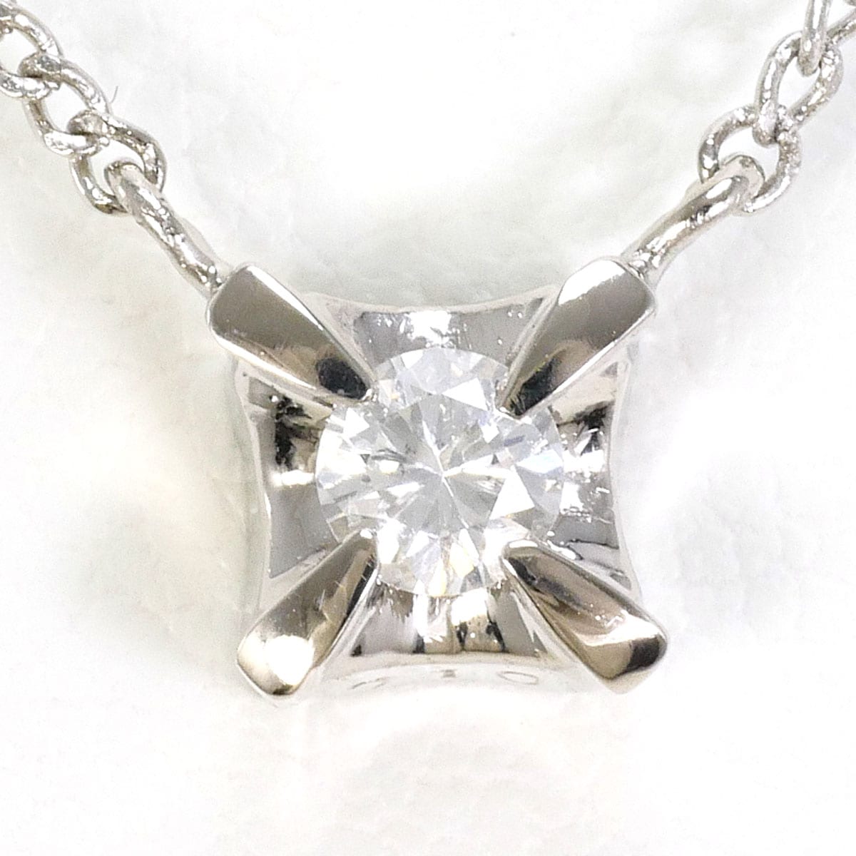 PT900 プラチナ PT850 プラチナ ネックレス ダイヤモンド 0.10ct 総重量約2.9g 約40cm 中古