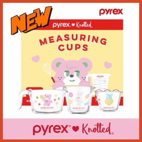[韓國正品店][PYREX x KNOTTED] 計量カップ 耐熱/ MEASURING CUP 3p SETパイレックスノーテッド 数量カップ3点セット 250ml, 500ml, 1000ml